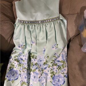Bonnie Jean Mint and Blue Floral Dress